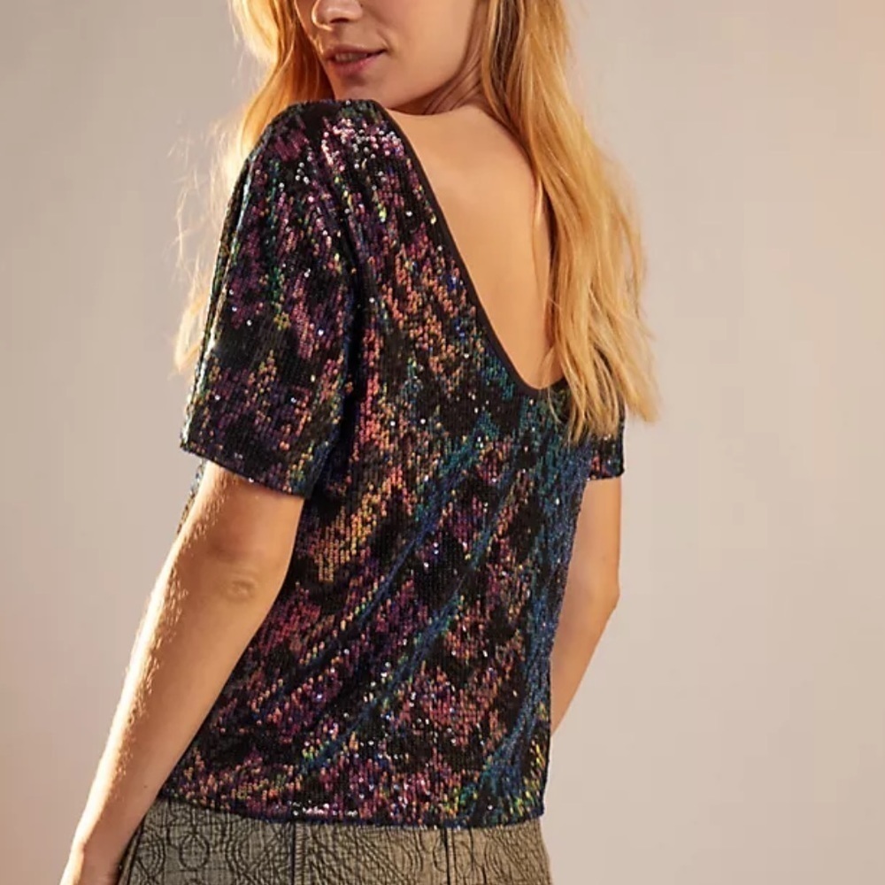 Anthropologie Sanctuary Dina Sequin Top Large - Picture 2 of 10